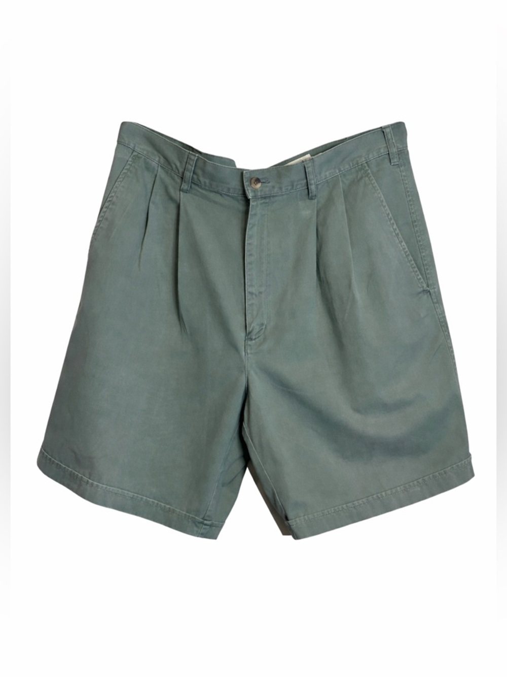Eddie Bauer Mens Chino Shorts Size 36 Green Cotton Casual Flat Front Classic Fit